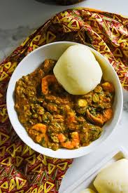 Sea Food Okro soup, swallow with Goatmeat